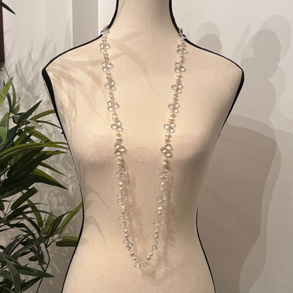 Freshwater pearls and glass Bead Long Necklace